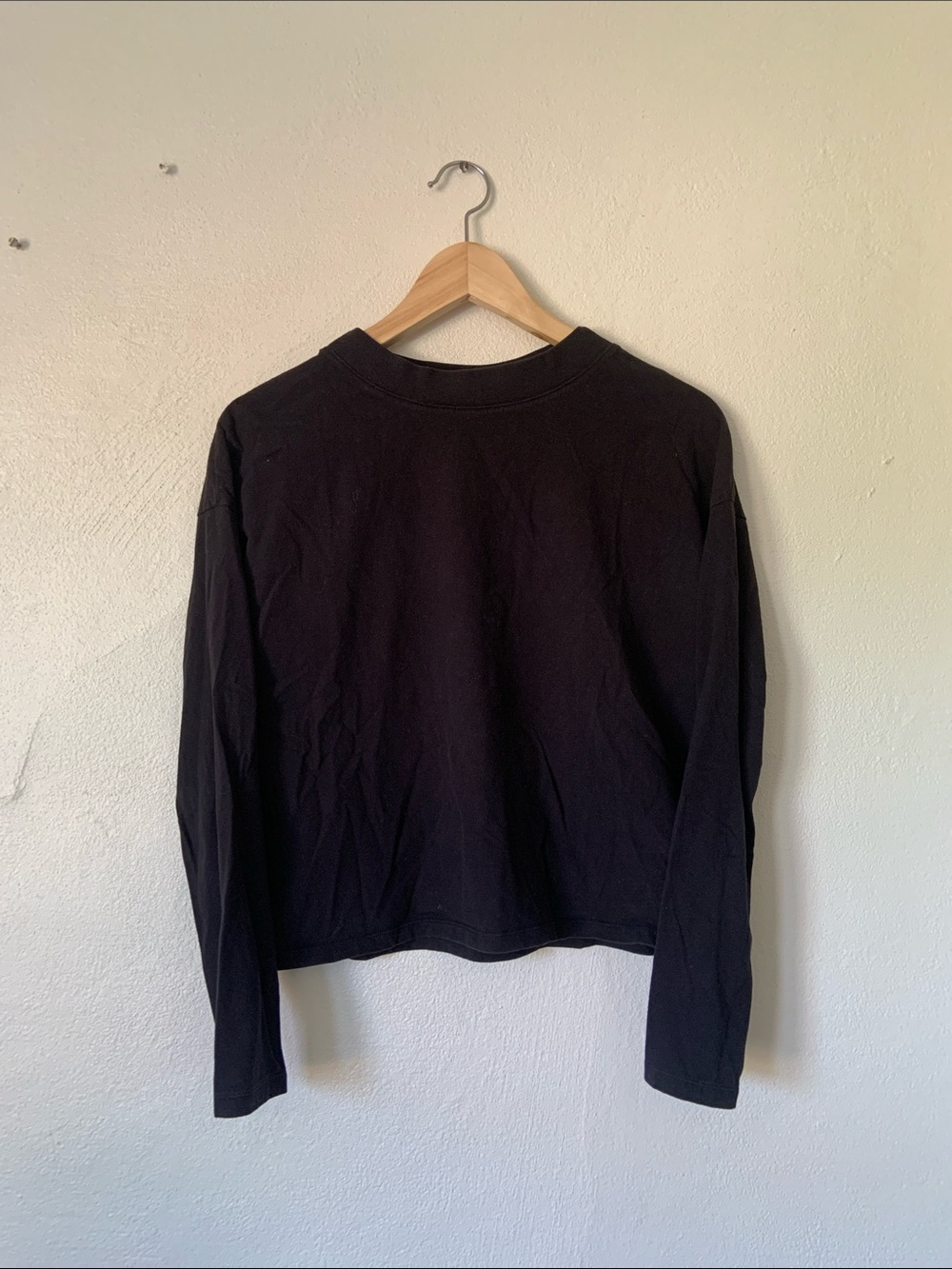 Uniqlo Hana Tajima Mock Neck Longsleeve Black 100% Cotton Shirt